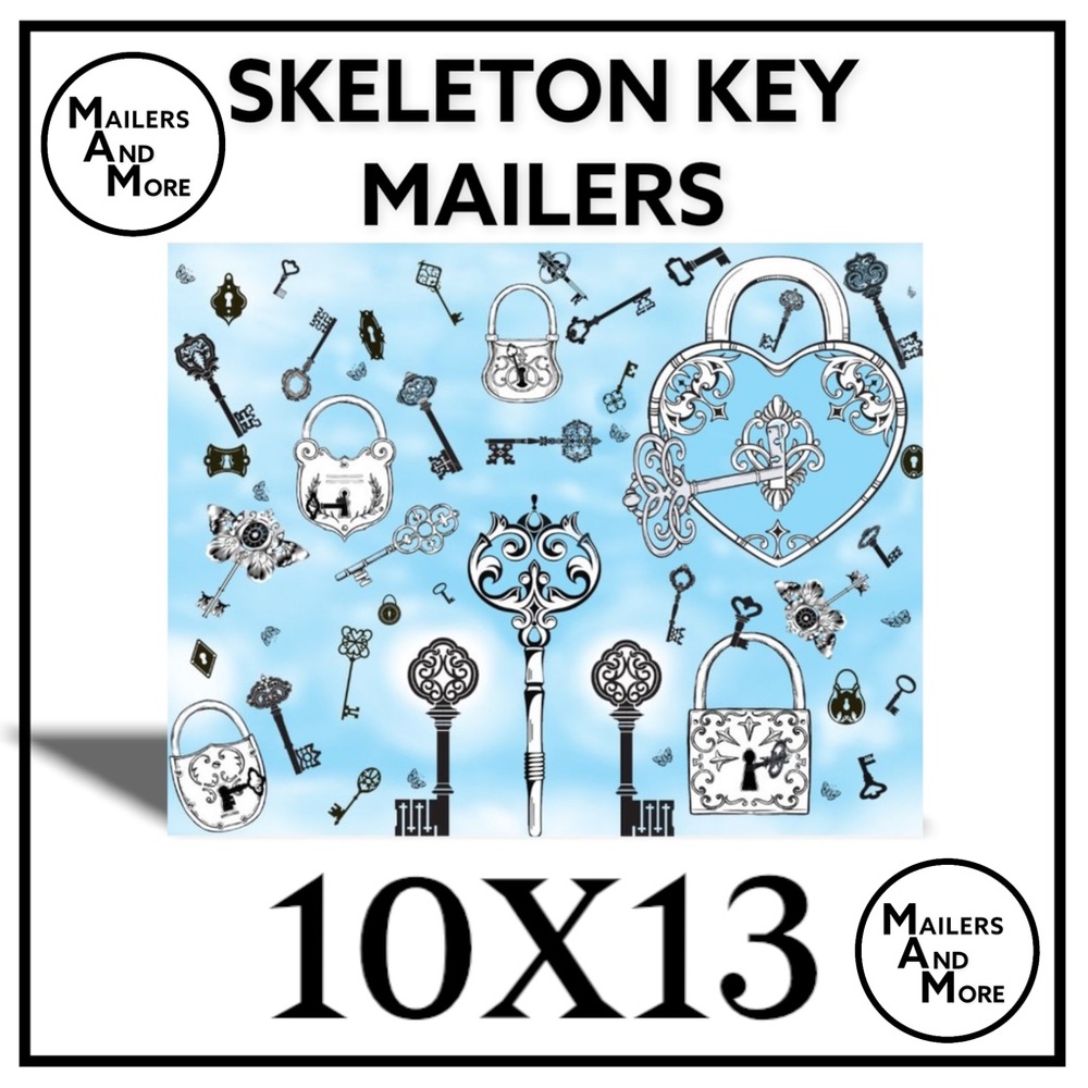 25 10X13 Poly Mailers Skeleton Key and Padlocks Shipping Envelopes PRICE IS FIRM - Picture 8 of 11